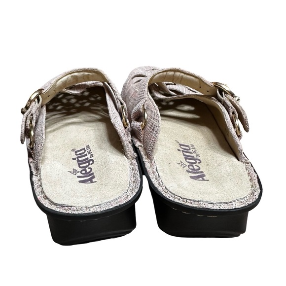 Alegria Freesia Women Size 39 9 Pink Gold Striped Comfort Clogs Mules - Picture 4 of 9